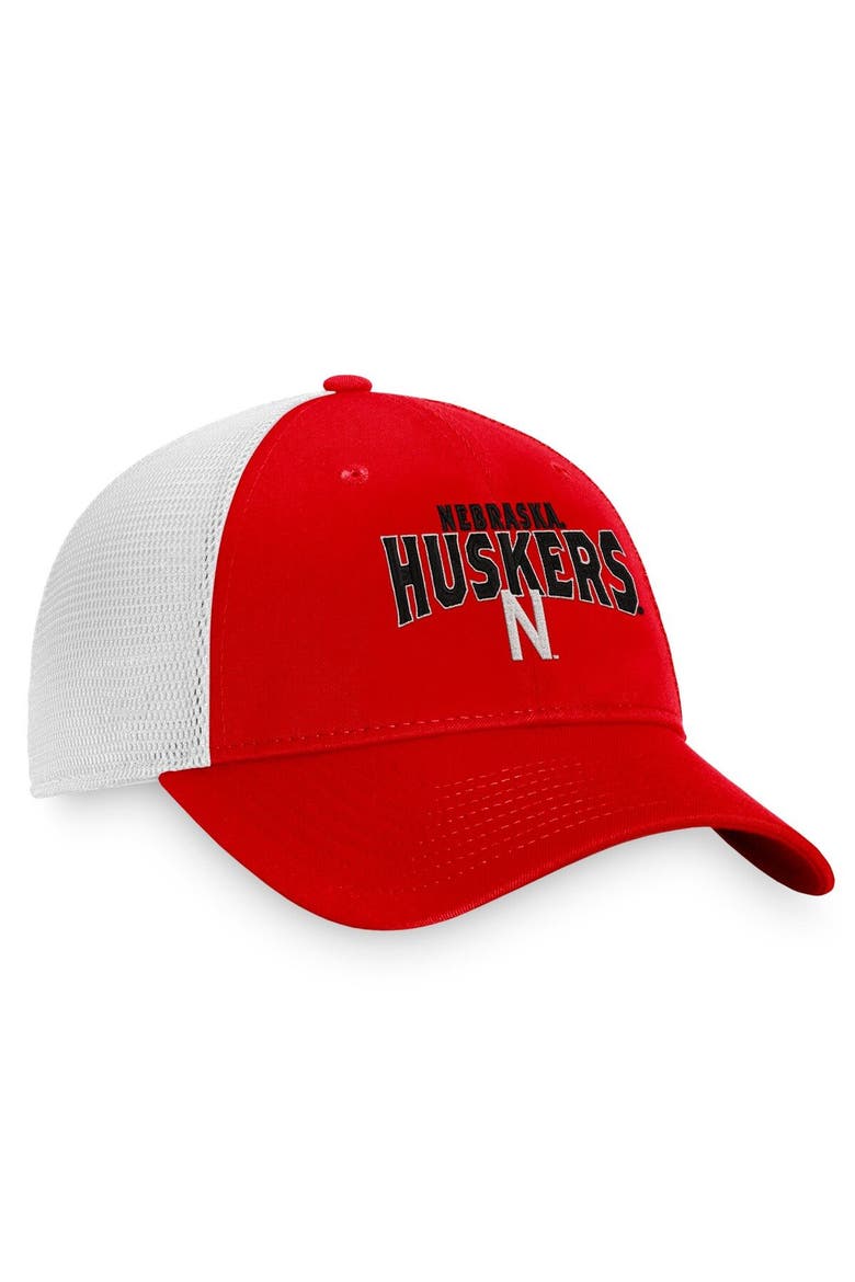 Men's Top of the World Scarlet/White Nebraska Huskers Breakout Trucker Snapback Hat, Alternate, color, Scarlet