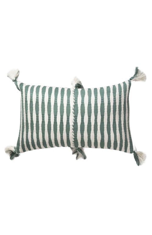 Archive New York Antigua Classic Striped Handwoven Cotton Throw Pillow in Dusty Green And Ivory  product