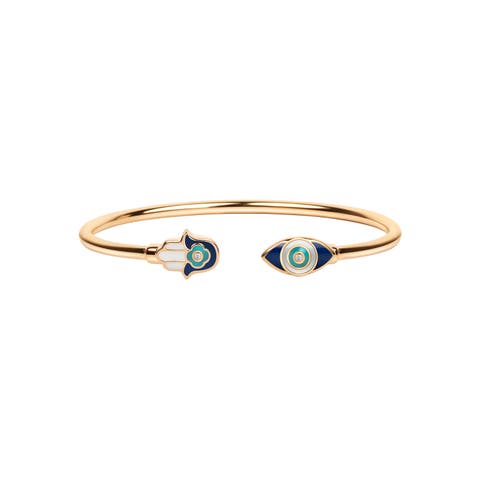 Positive Light - Enamel Hamsa Evil Eye Cuff