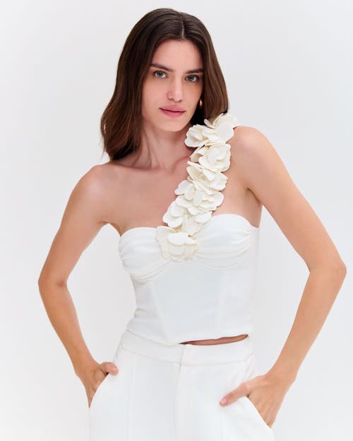 Patbo Merian Knit One Shoulder Top In Off White