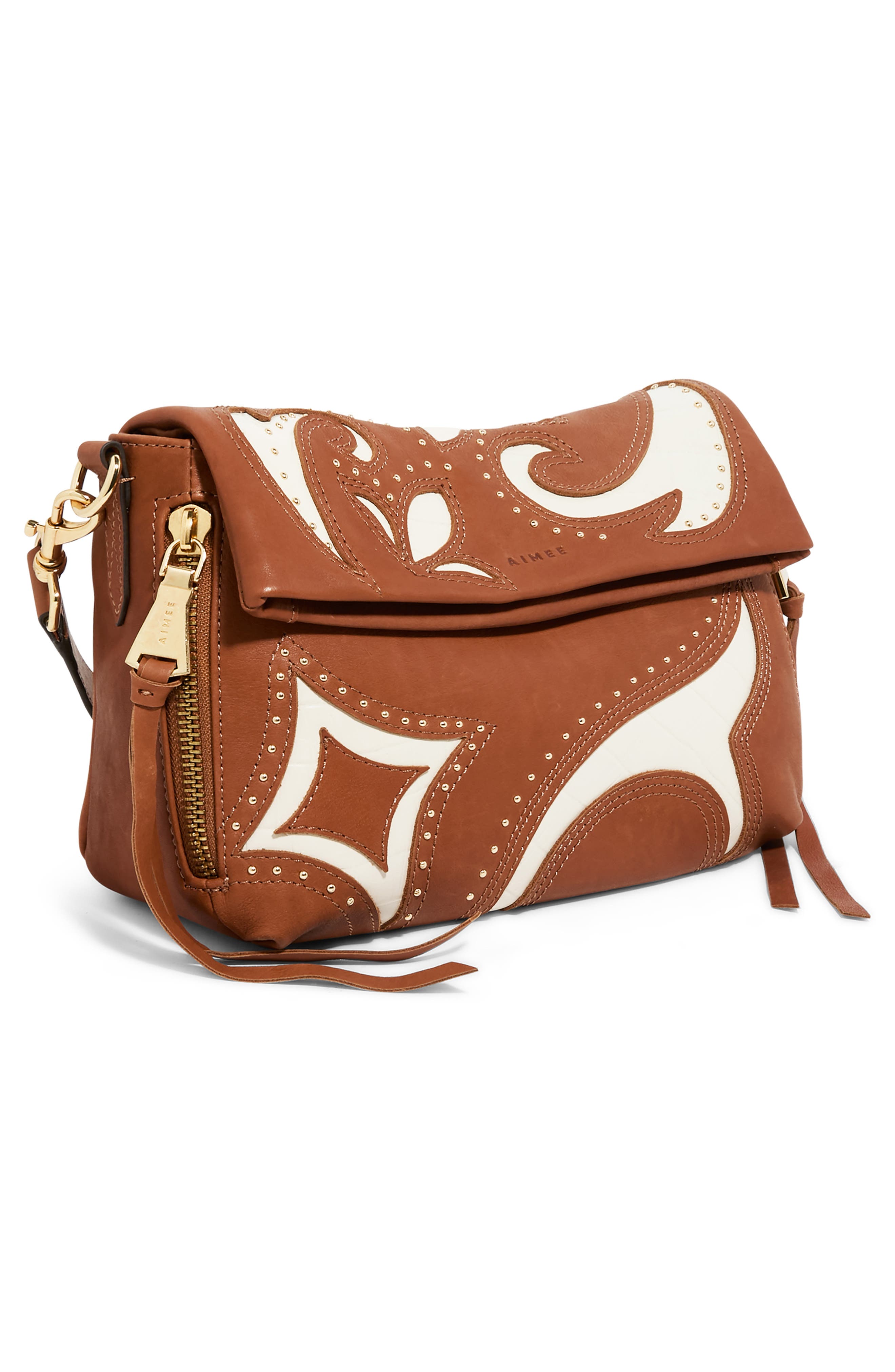 AIMEE Bali Double Entry Crossbody Bag, Alternate, color, Chestnut Inlay