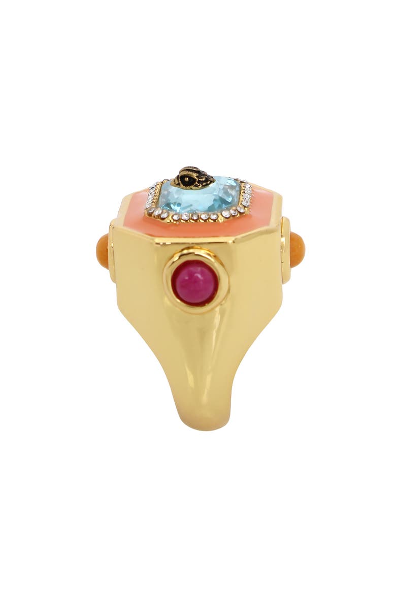 Crystal Enamel Halo Cocktail Ring, Alternate, color, GOLD MULTI