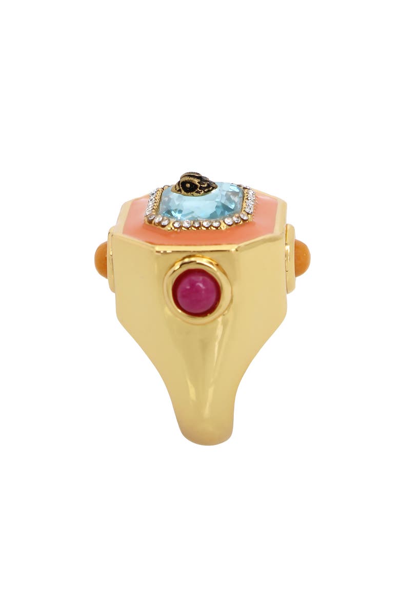 Kurt Geiger London Crystal Enamel Halo Cocktail Ring, Alternate, color, 