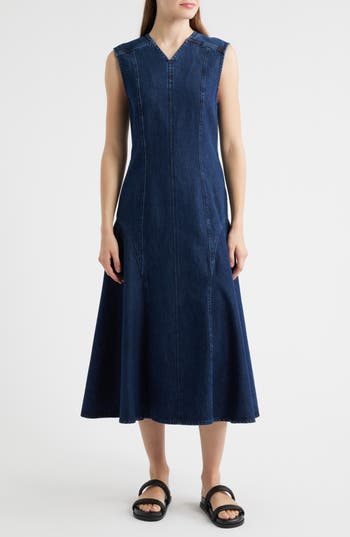 Cos Patchwork Denim Dress In Blue