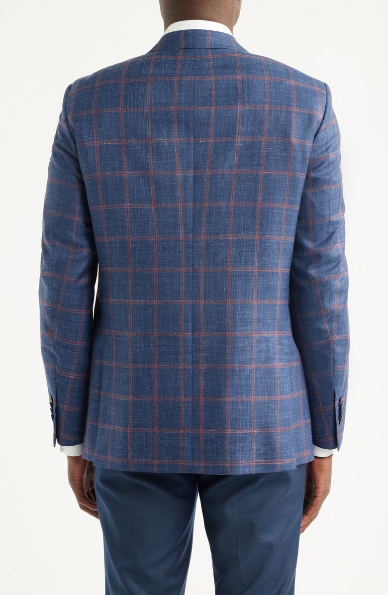 Peter Millar Flynn Classic Fit Navy Check Slub Wool Blend Sport Coat, Alternate, color, Blue