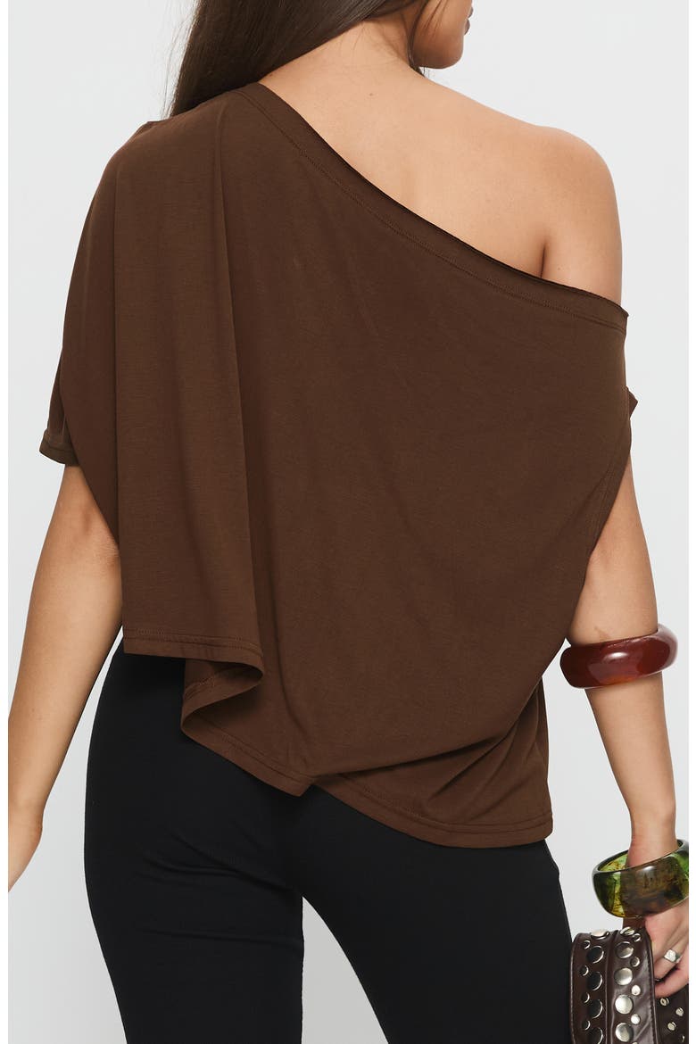 Passerby Asymmetric One-Shoulder Top, Alternate, color, BROWN