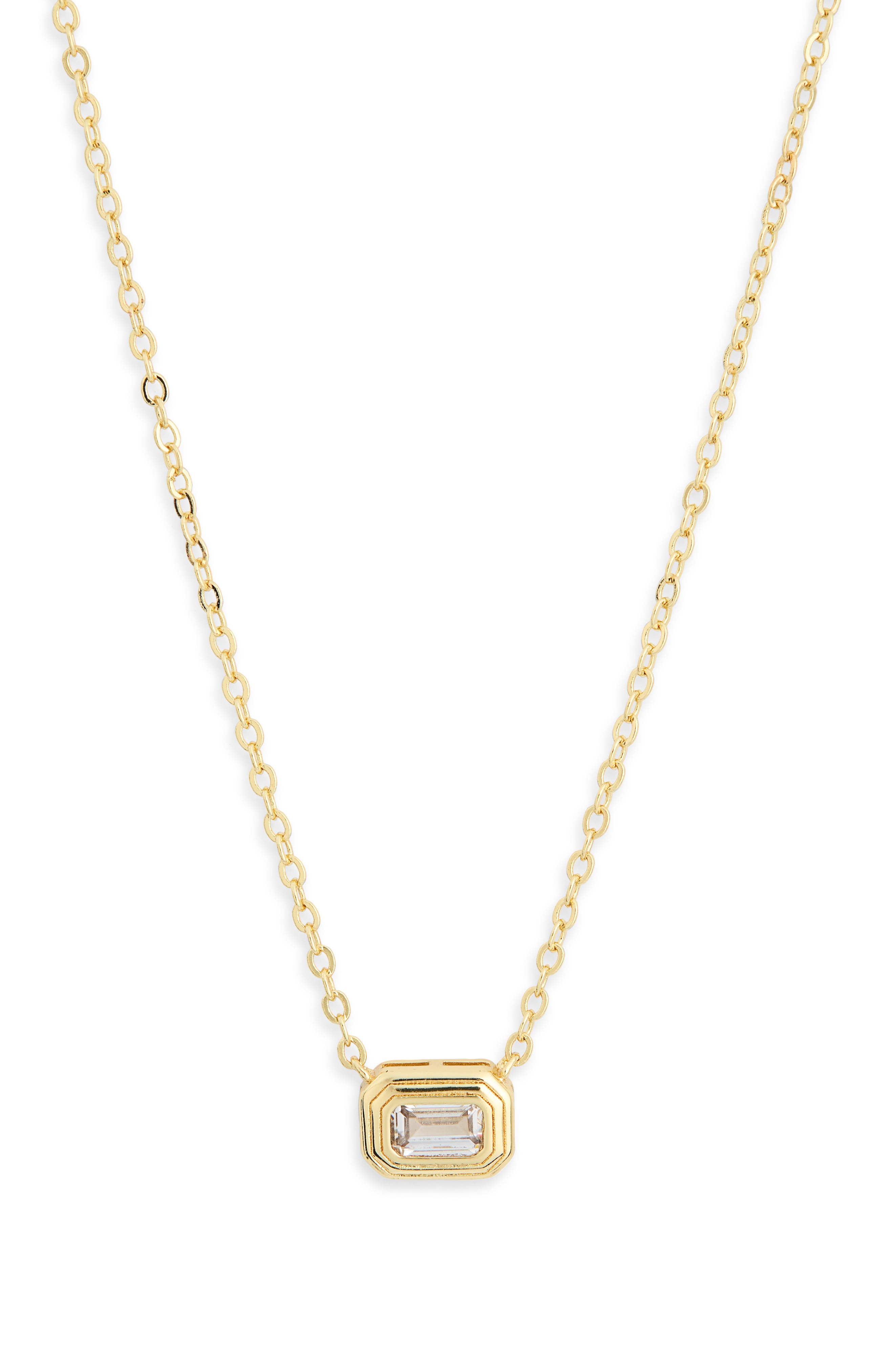 Nordstrom Rack Cubic Zirconia Pendant Necklace In Clear- Gold