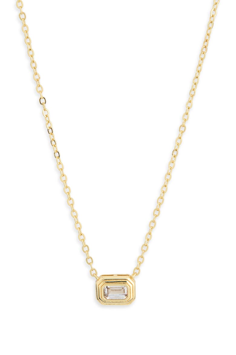 Cubic Zirconia Pendant Necklace, Main, color, CLEAR- GOLD