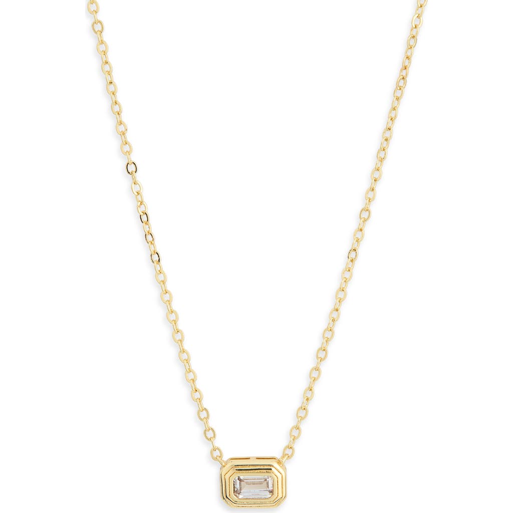 Nordstrom Rack Cubic Zirconia Pendant Necklace In Clear- Gold