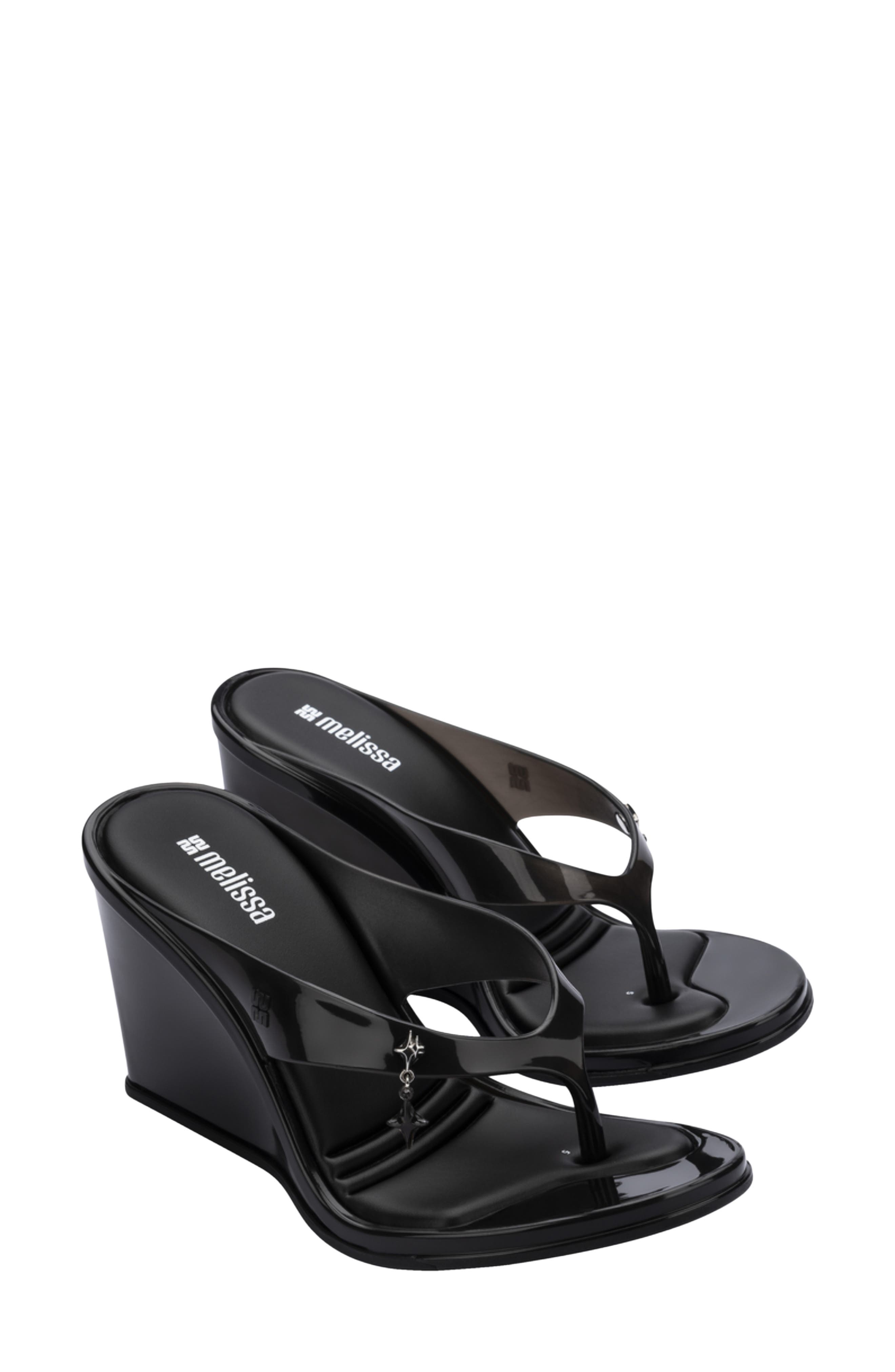 Nabeela Wedge Flip Flop, Main, color, CLEAR BLACK
