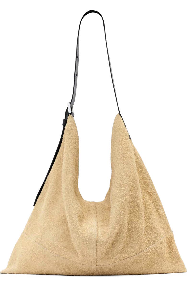 AllSaints Asha Suede Shoulder Bag, Main, color, Sahara White