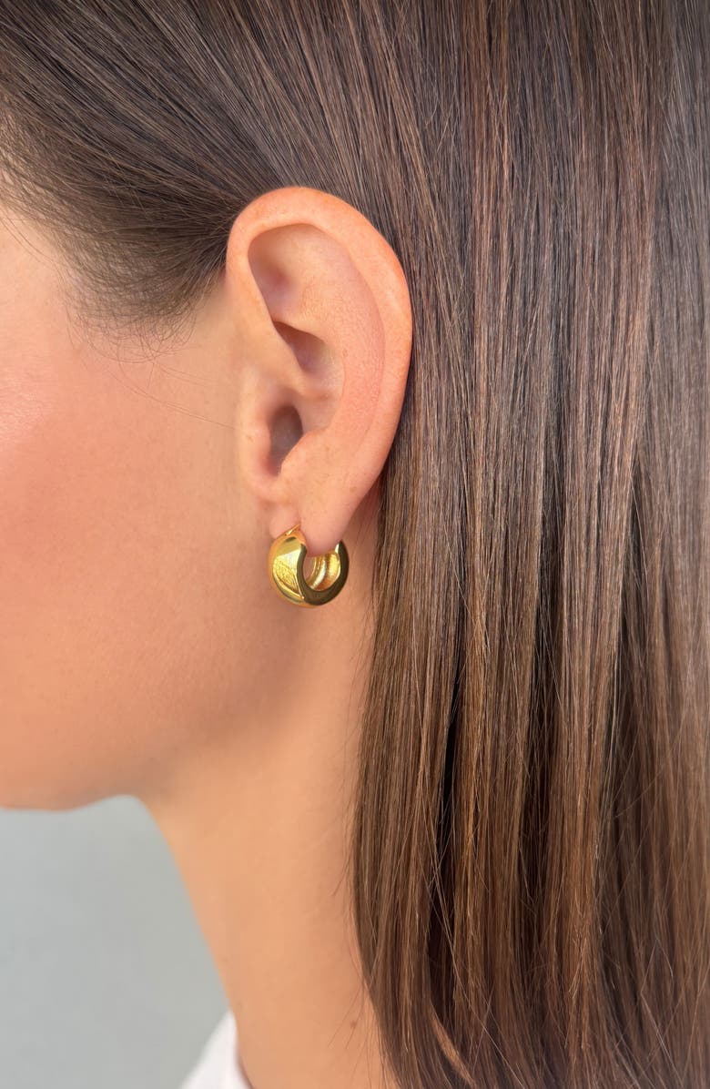 Adornia 14K Gold Plated Chubby Hoop Earrings, Alternate, color, Gold