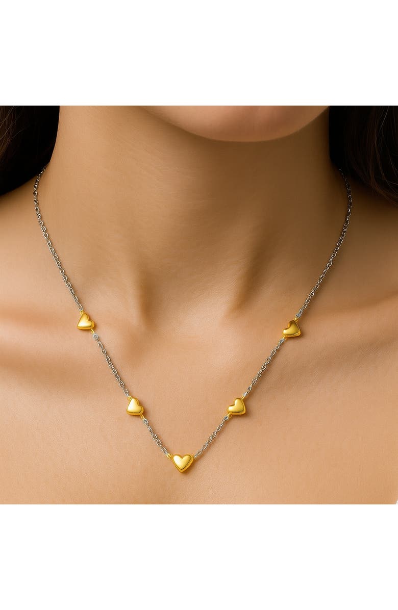 Donatello Gian Sterling Silver Two-Tone Heart Necklace, Alternate, color, Silver