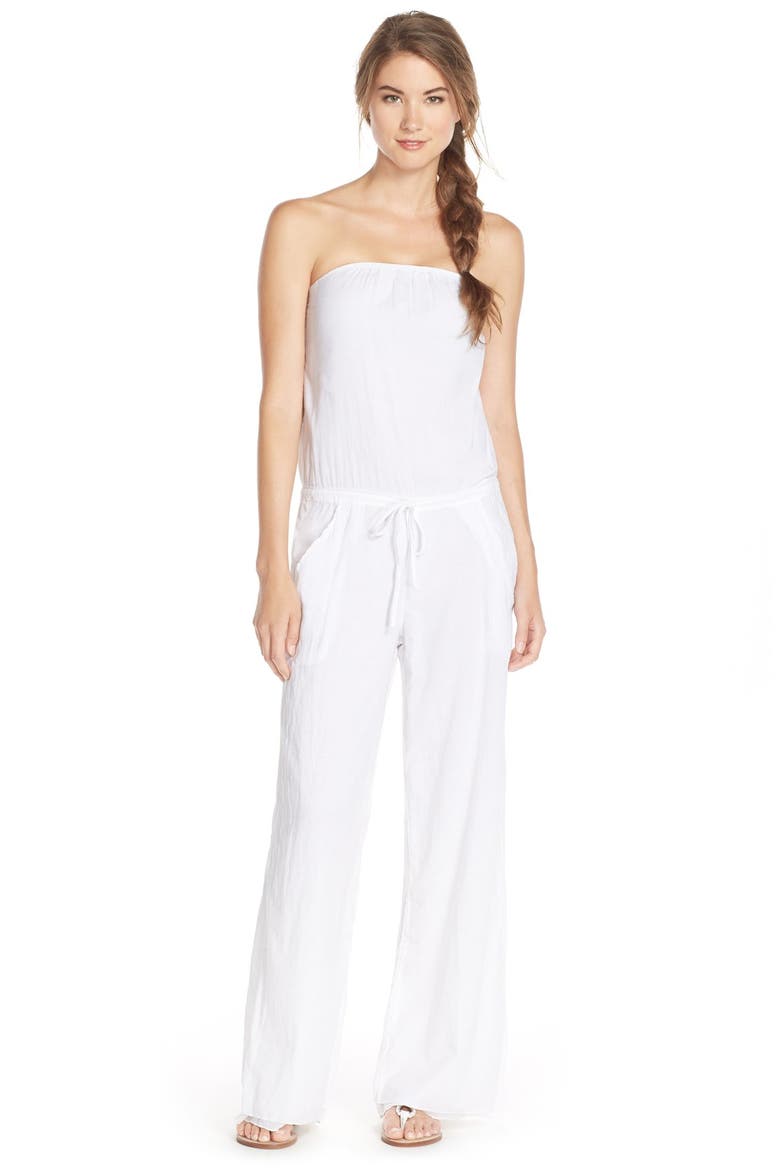 Strapless Jumpsuit, Main, color, WHITE