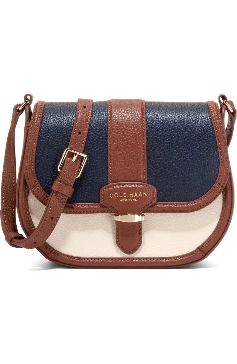 Cole Haan Marina Saddle Crossbody Bag, Main, color, Midnight Moon / Ivory/ Cuoio