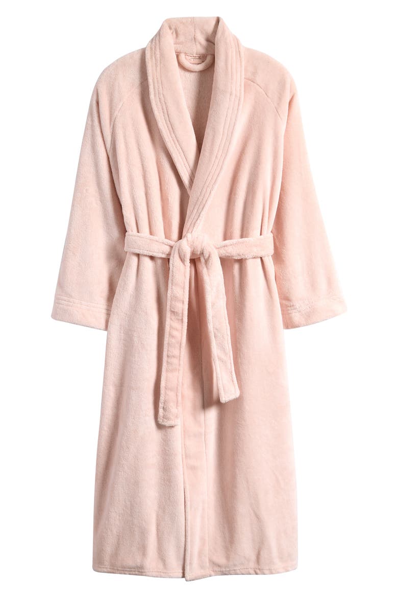 Long Plush Robe, Alternate, color, WINTER ROSE