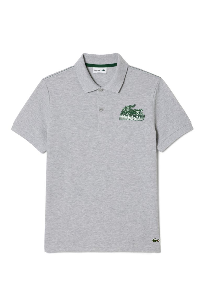 Regular Fit Cotton Piqué Graphic Polo, Main, color, SILVER CHINE