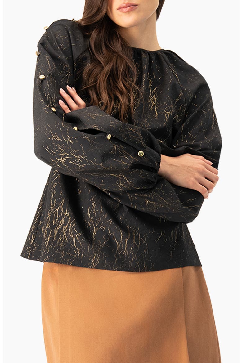 Long Sleeve V-Neck Blouse, Main, color, Black