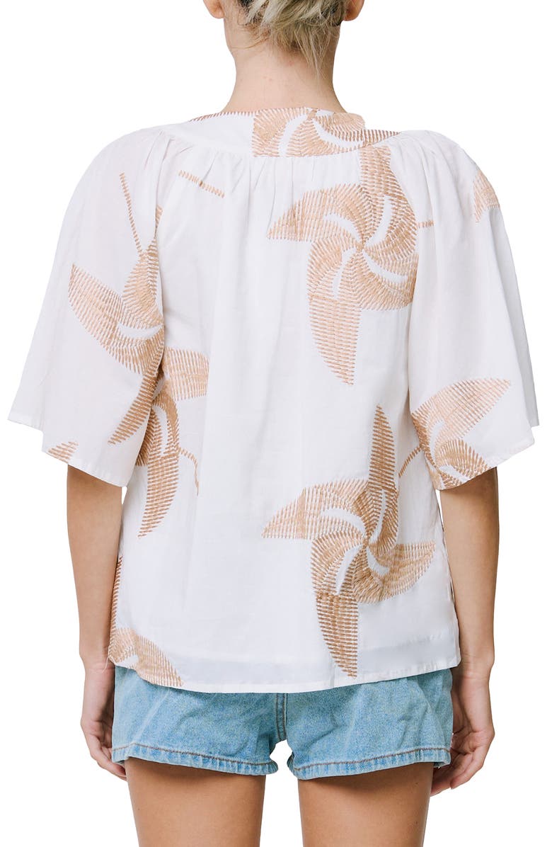 CIEBON Alexia Embroidery Top, Alternate, color, Off White/Tan