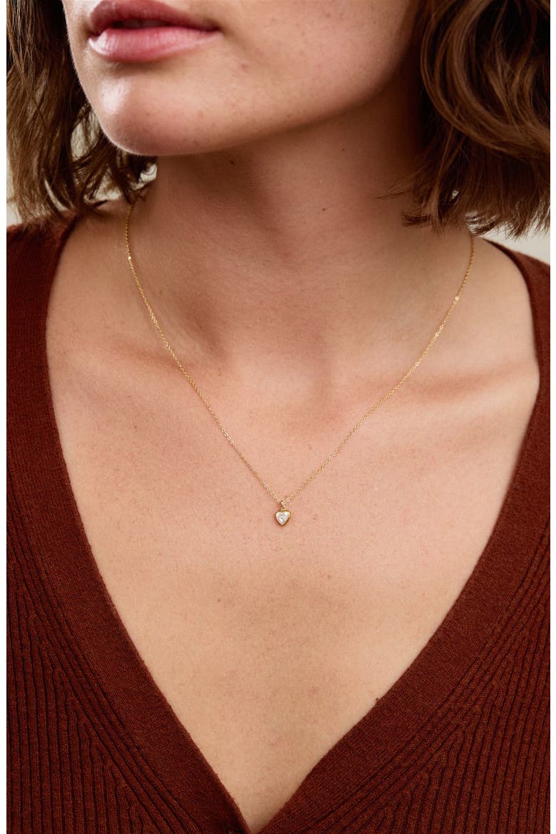 Amy Cubic Zirconia Heart Pendant Necklace, Alternate, color, GOLD