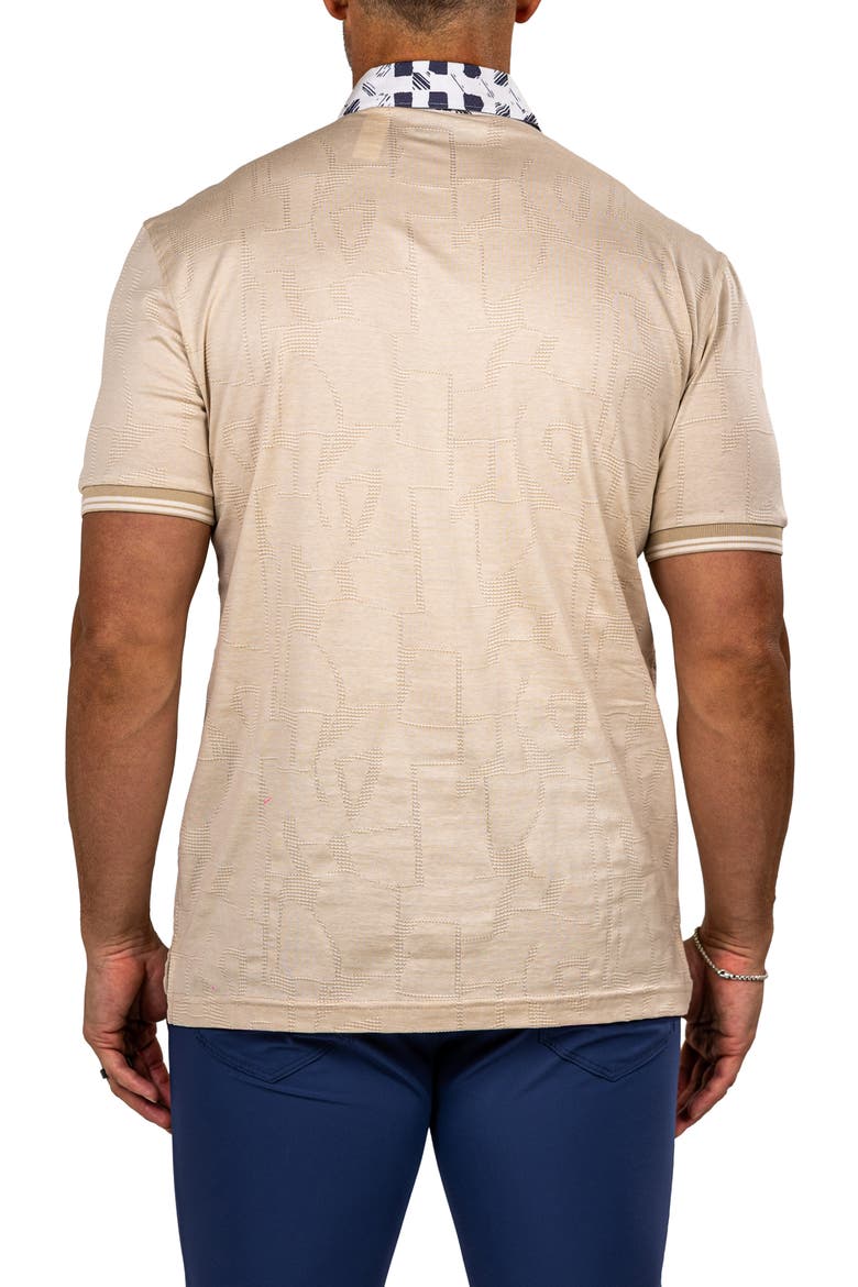 Marthyr Textured Contrast Collar Cotton Polo, Alternate, color, BEIGE