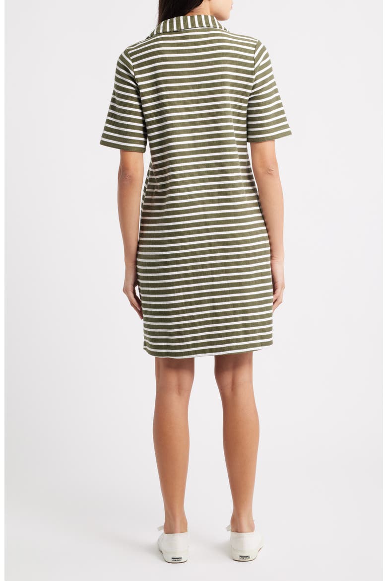 Waterfront View Stripe Polo Dress, Alternate, color, DARK FERN