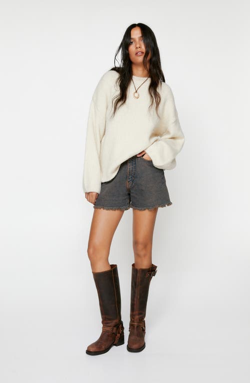 Nasty Gal Oversize Crewneck Sweater In Ecru