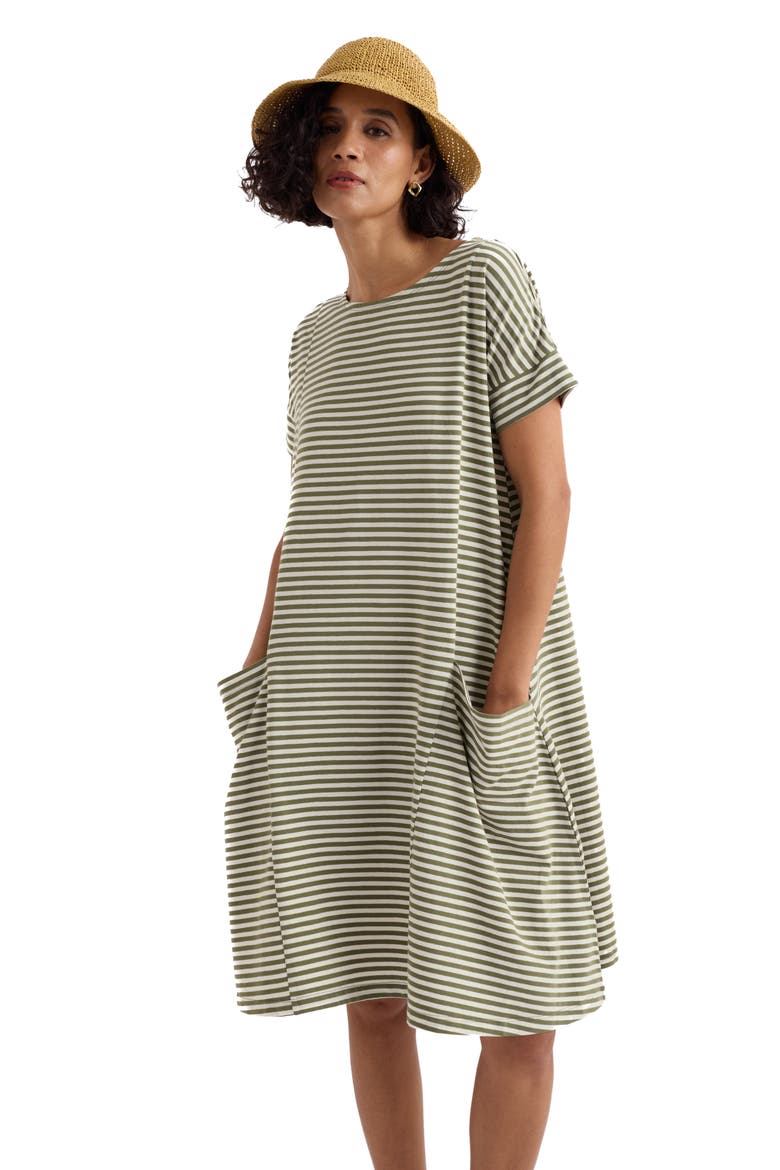 Mill Pool Stripe Organic Cotton Swing Dress, Alternate, color, PELLITRAS CYPRESS
