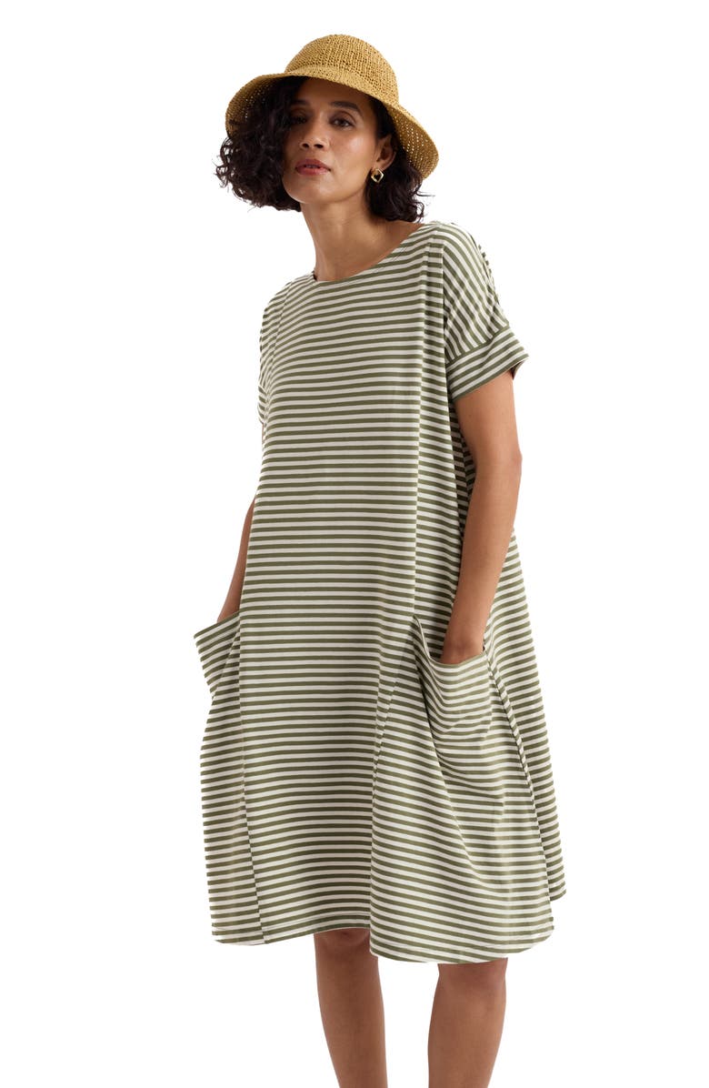Seasalt Cornwall Mill Pool Stripe Organic Cotton Swing Dress, Alternate, color, Pellitras Cypress