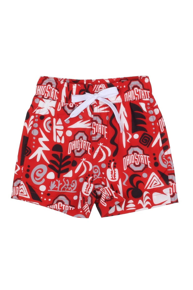 Youth Wes & Willy  Scarlet Ohio State Buckeyes Allover Print Swim Shorts, Main, color, Scarlet