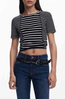 Desigual Stripe Cotton Rib Knit T-Shirt