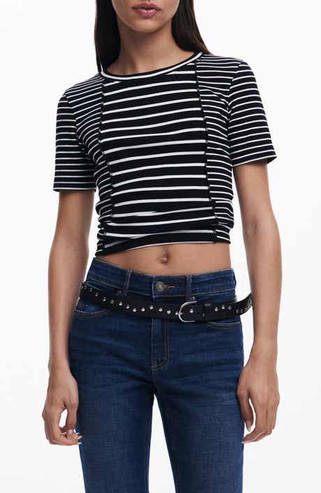 Desigual Stripe Cotton Rib Knit T-Shirt