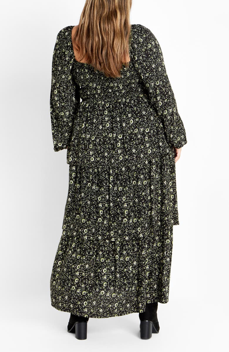 City Chic Cassidy Floral Print Maxi Dress, Alternate, color, Olive Ditsy