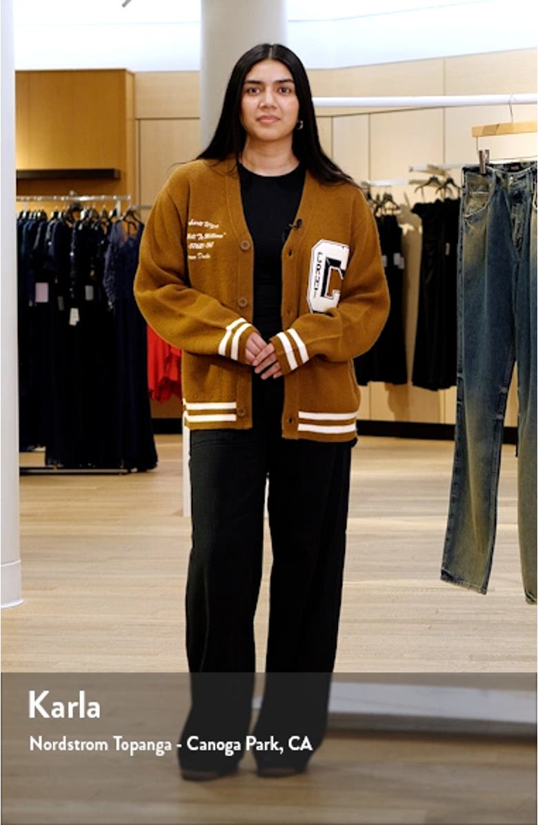 Brown Ducks Embroidered Varsity Cardigan, sales video thumbnail