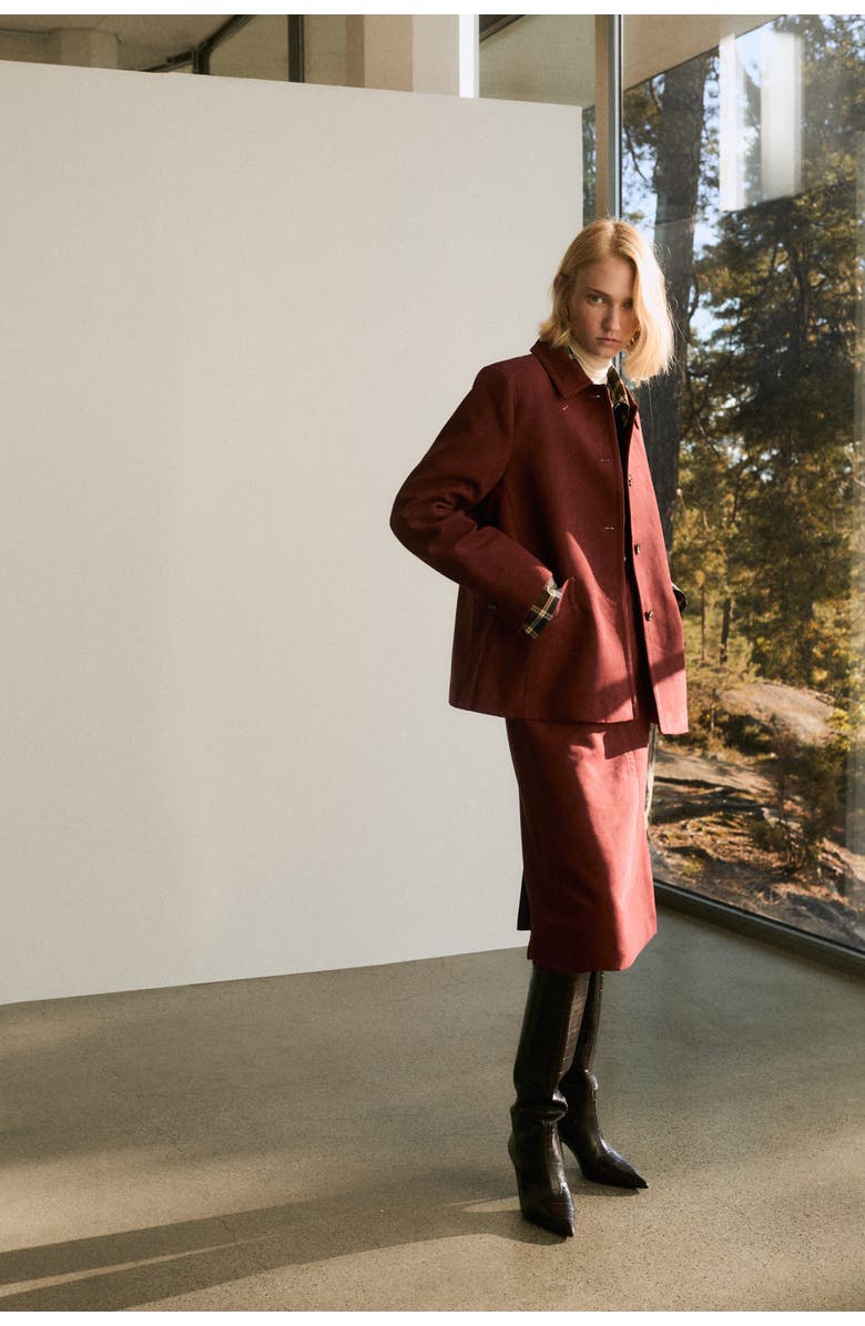 H&M Collared Jacket, Alternate, color, Dark Red