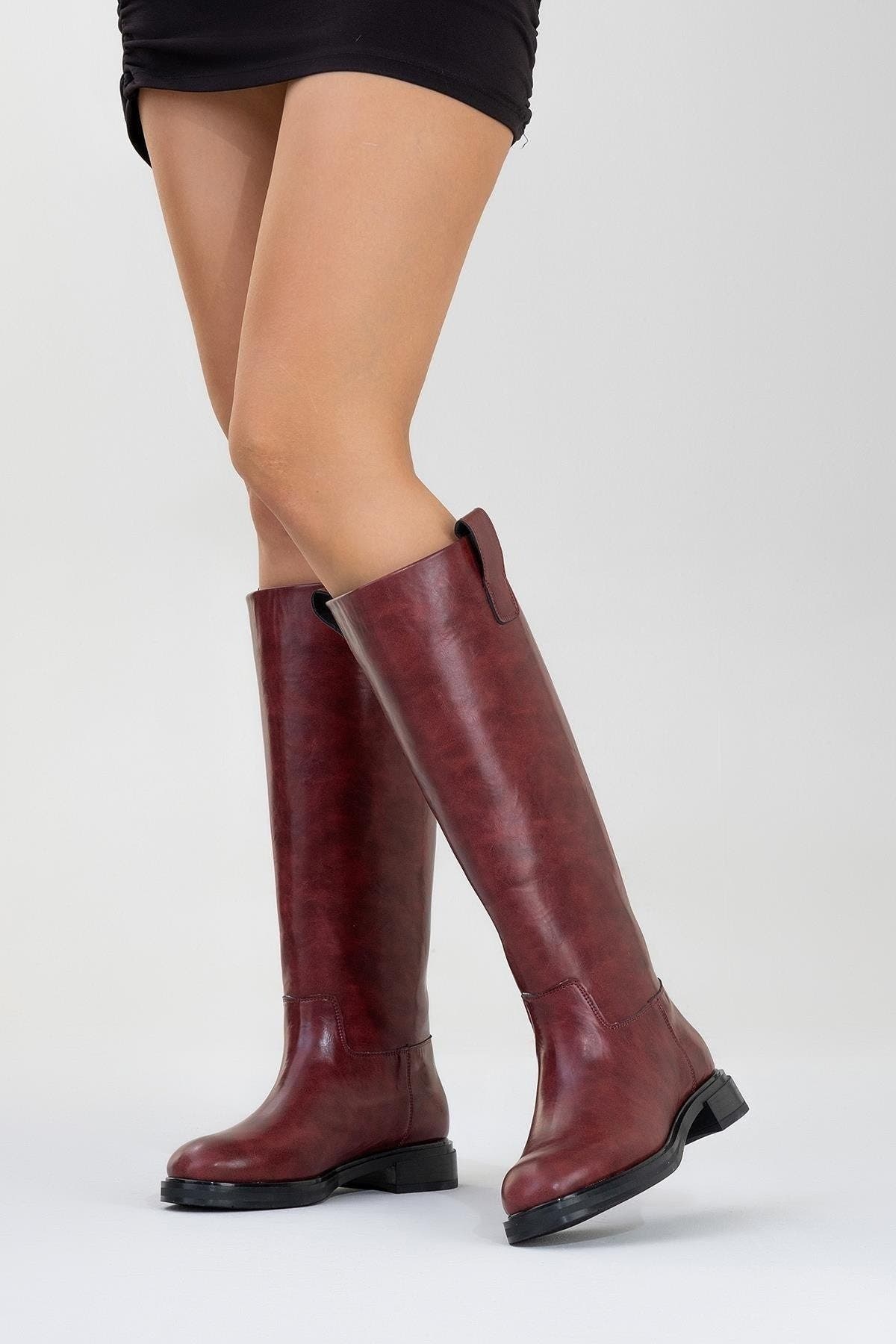 Alaska Pattern Knee High Boot, Alternate, color, Burgundy Faux Leather