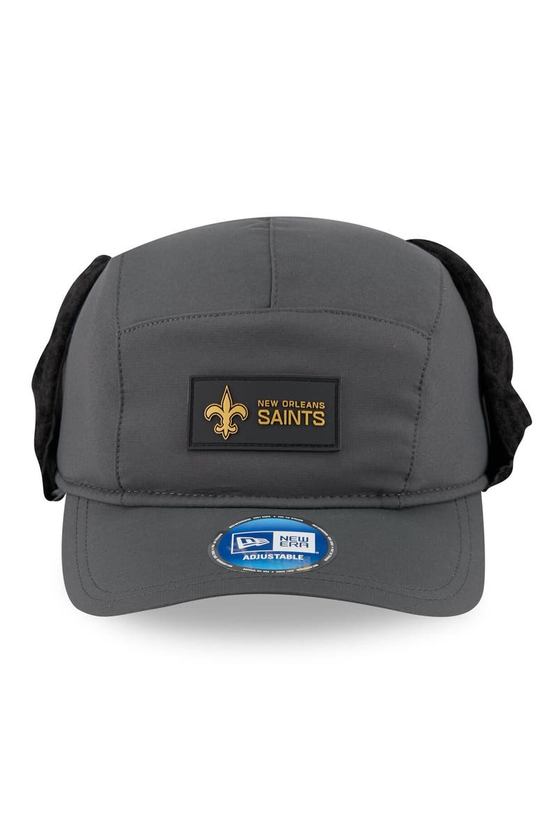 Men's New Era Charcoal New Orleans Saints 2025 Sideline Cold Weather Runner Dog Ear Adjustable Hat, Alternate, color, Charcoal