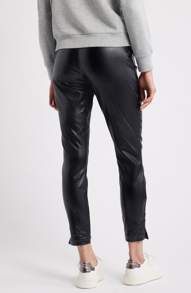 Hue Coated High Waist Cigarette Pants, Alternate, color, Black