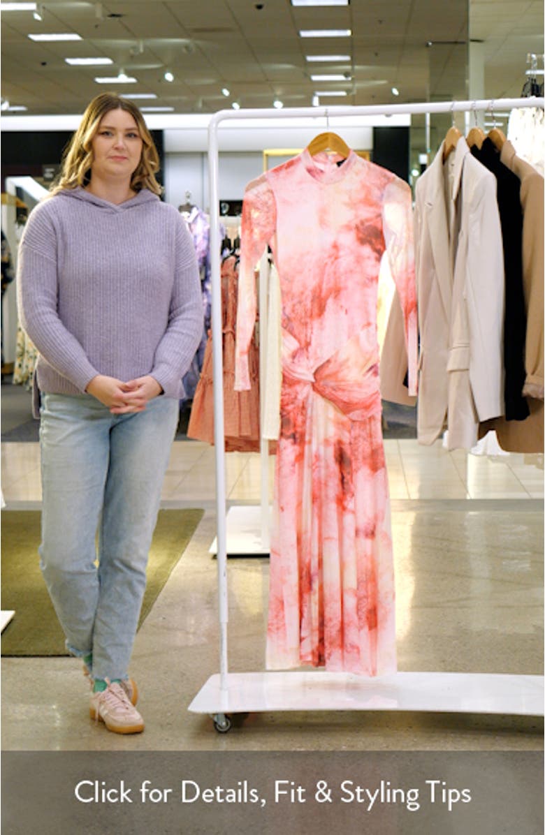 Lea Ruched Long Sleeve Mesh Maxi Dress, sales video thumbnail