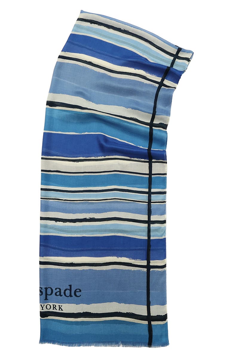 Kate Spade New York ocean stripe oblong scarf, Alternate, color, 