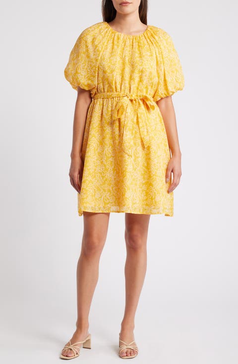 Veranda Vines Print Tie Waist Dress