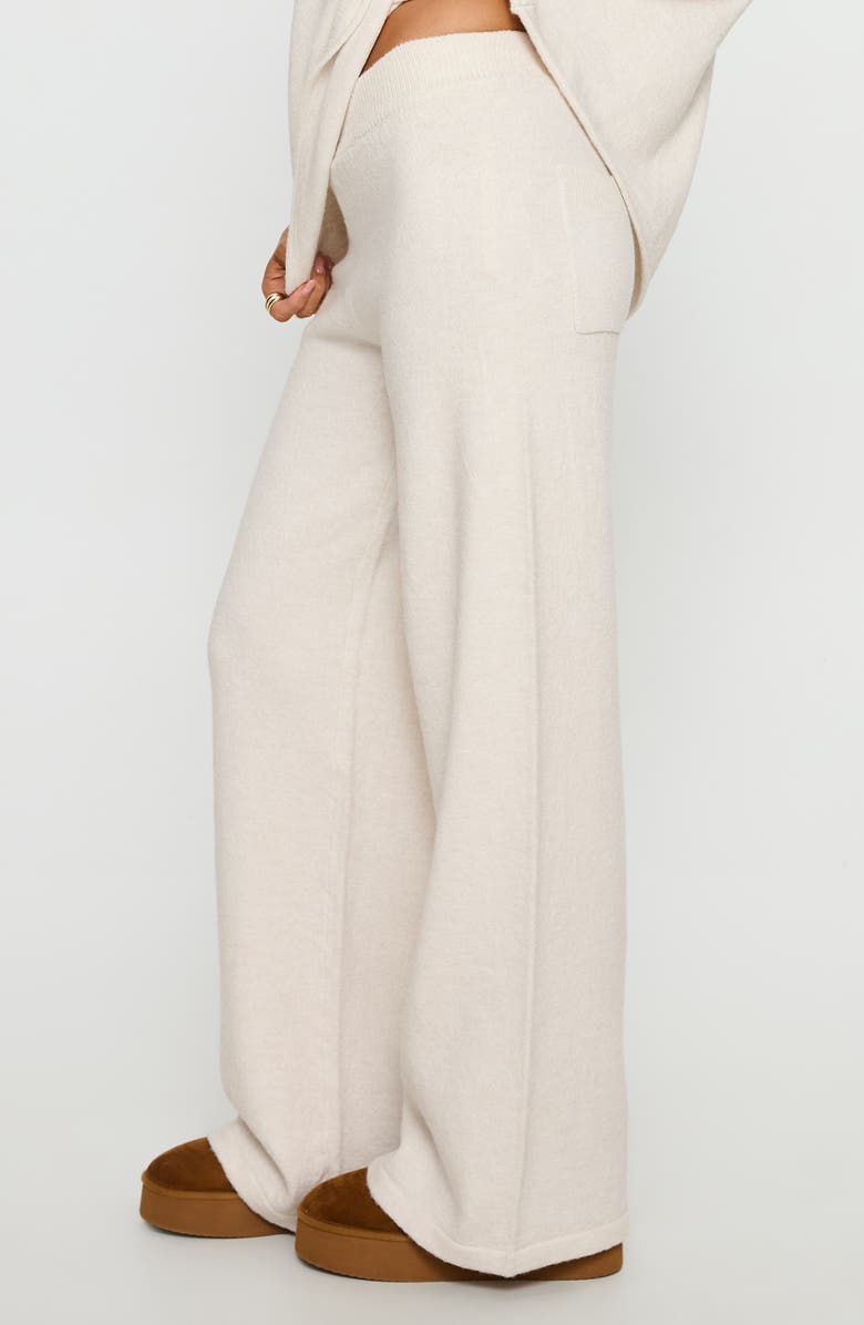 Princess Polly Bekki Wide Leg Sweater Pants, Alternate, color, Oat