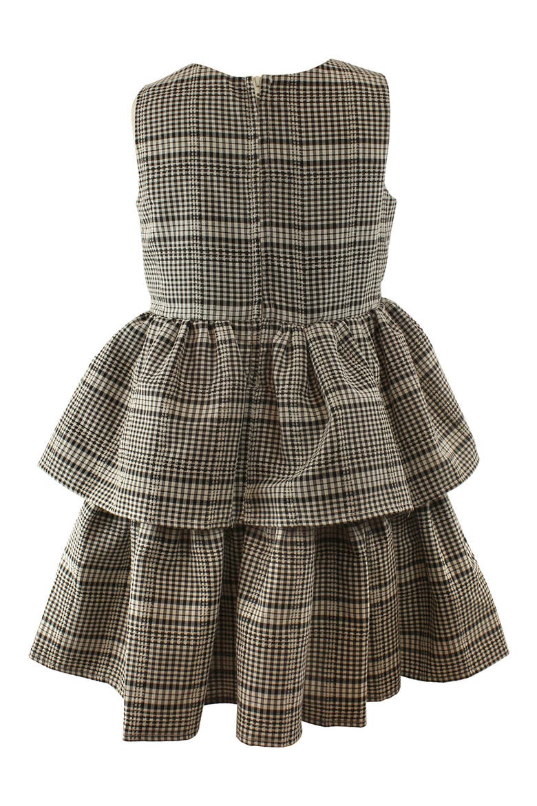 Kids' Check Print Tiered Dress, Alternate, color, BLACK/ WHITE