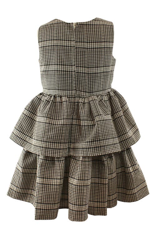 Popatu Kids' Check Print Tiered Dress In Black
