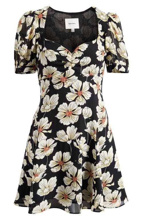 Reformation Rebecca Sweetheart Neck Minidress In Black