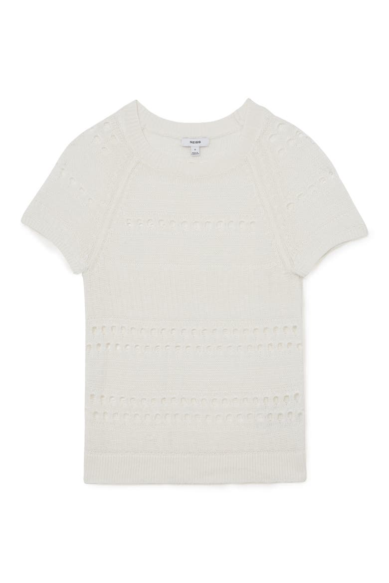 Chloe Linen Openwork Sweater, Alternate, color, WHITE