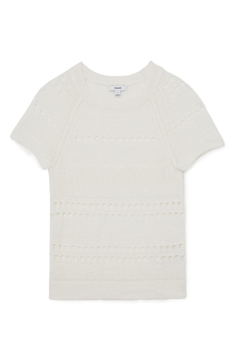Reiss Chloe Linen Openwork Sweater, Alternate, color, White