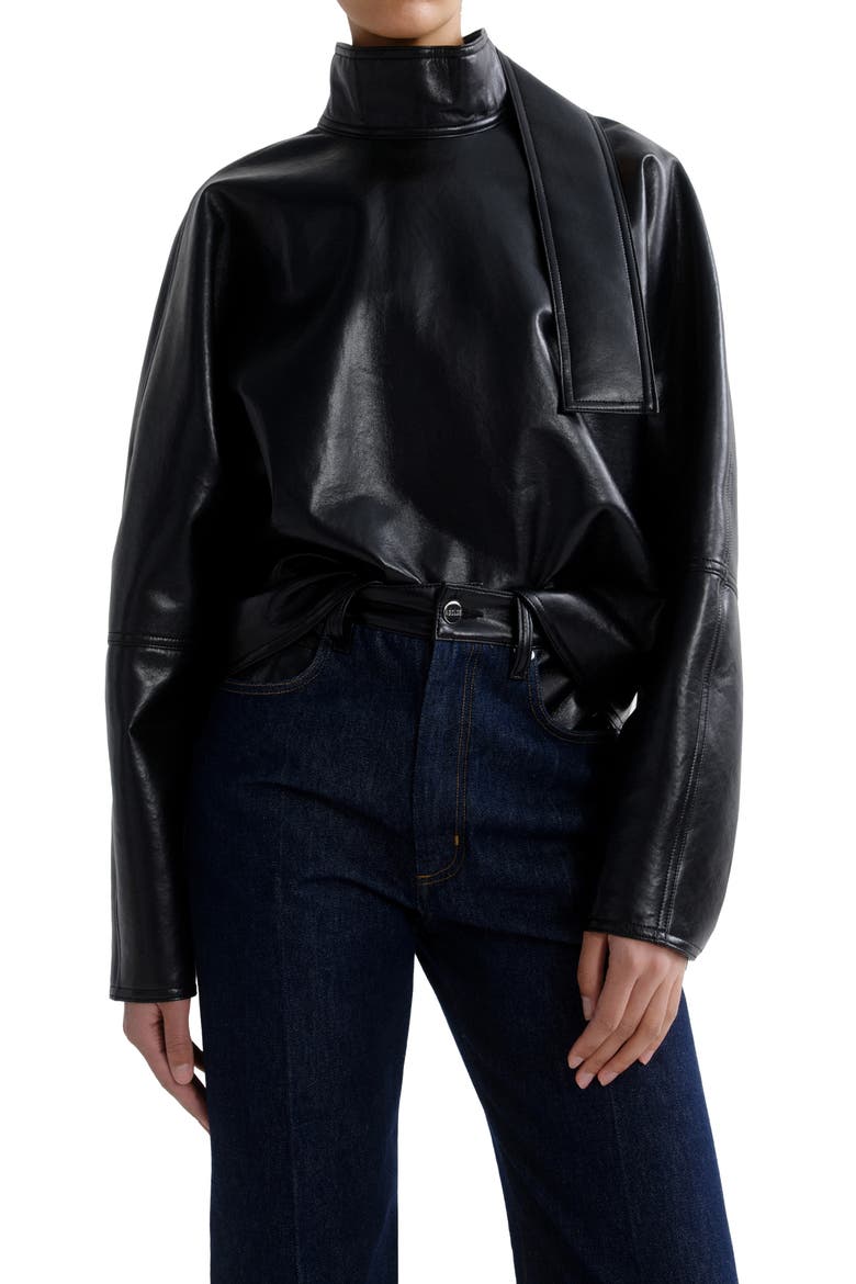 Kembra Recycled Leather Top, Main, color, DETOX BLACK