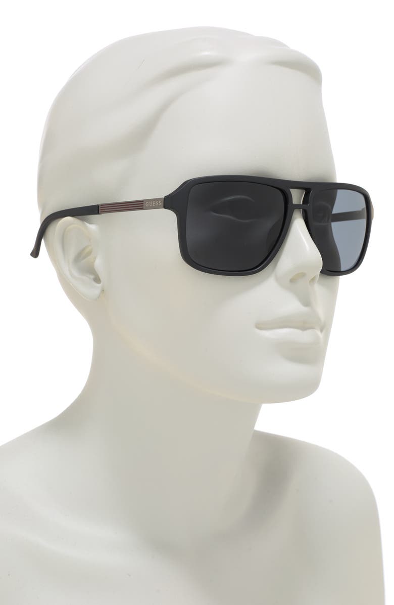GUESS 58mm Square Sunglasses, Alternate, color, Matte Black / Smoke