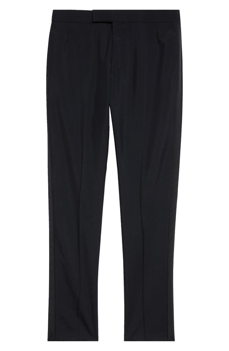 Thom Browne Mid Rise Wool Blend Skinny Pants, Alternate, color, Black